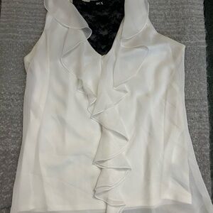 BCX Women's Elegant White Ruffle Blouse